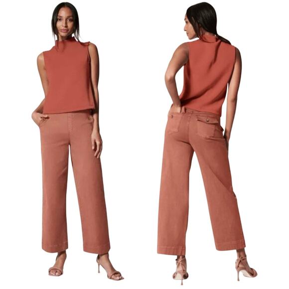 SPANX Pants Stretch Twill size XL - Approximately sz 12 Cropped, wide leg Rust - Picture 1 of 11